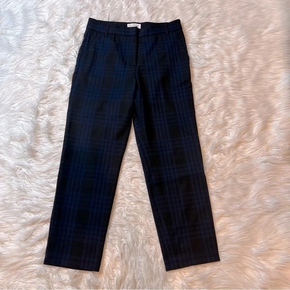 NWOT Velvet by Graham & Spencer Plaid Straight Leg Allison Pants Blue Black 4 - Picture 2 of 11